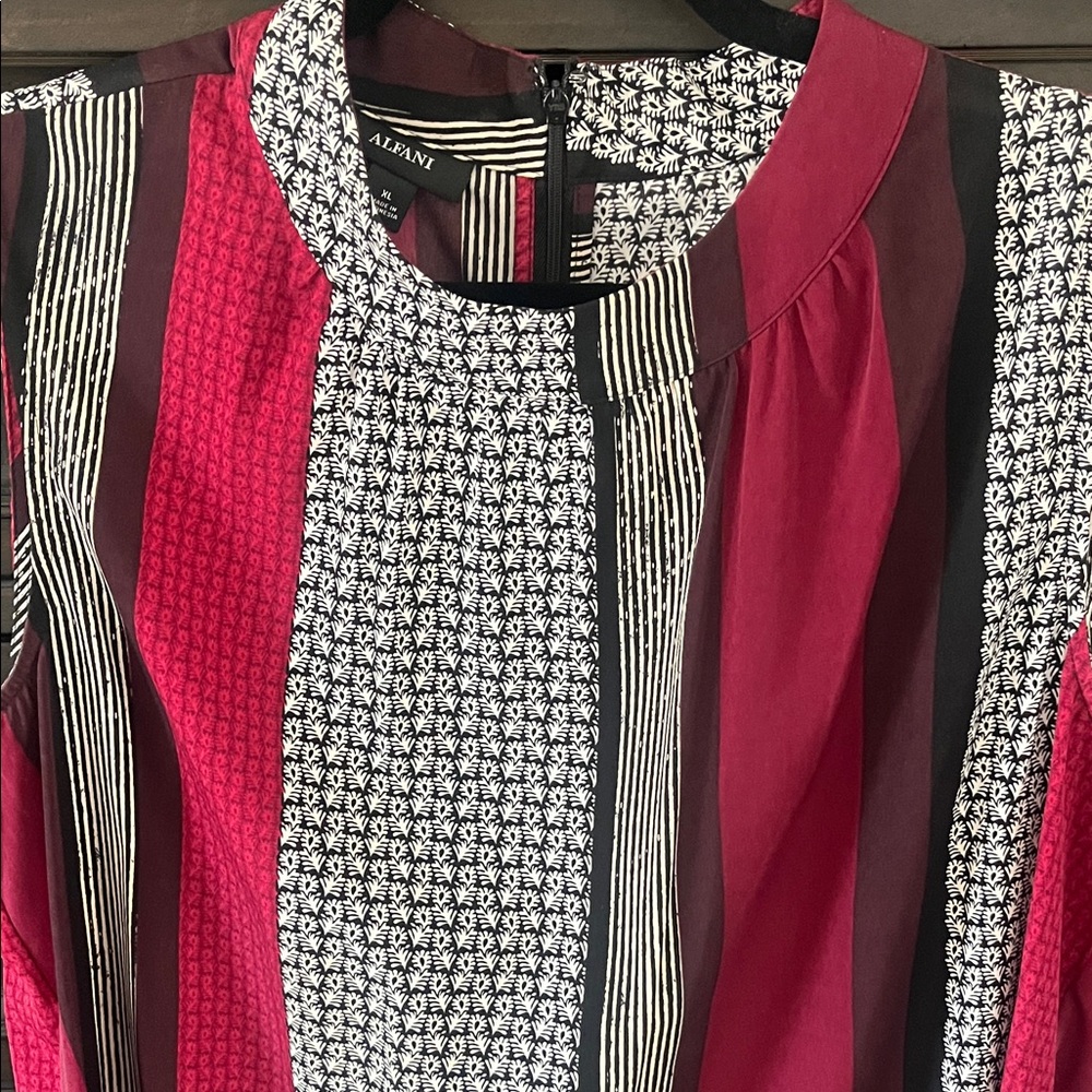 Alfani red, burgundy,Black Striped Blouse - Picture 3 of 7